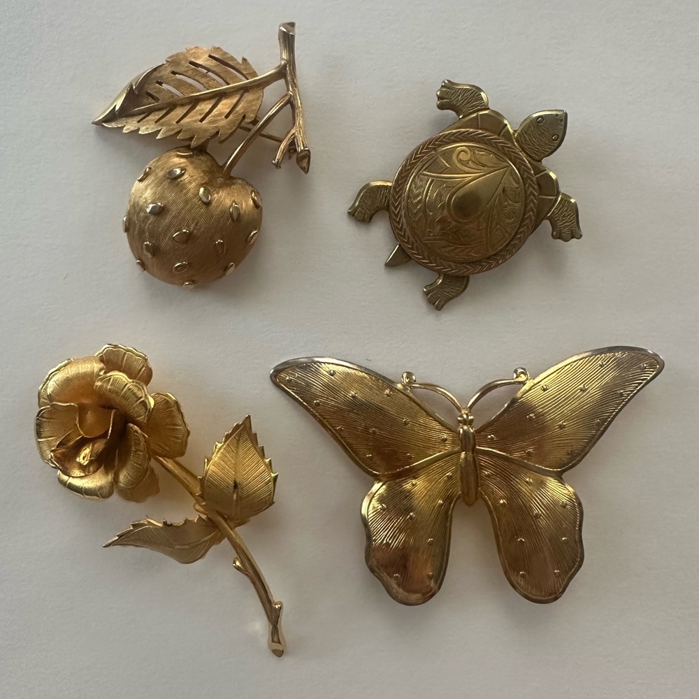 Gold Tone Vintage Brooches $8 each, $30 lot